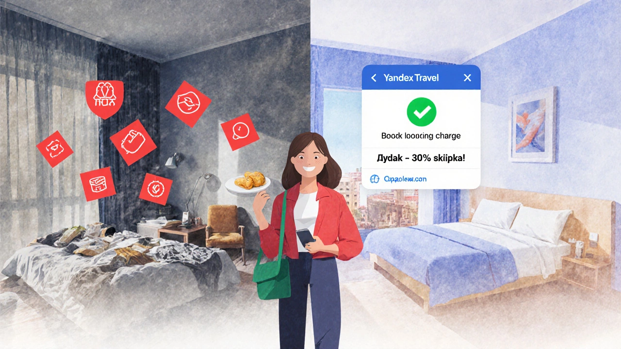 Сравнение дорогого отеля с скрытыми сборами и дешевого с завтраком.