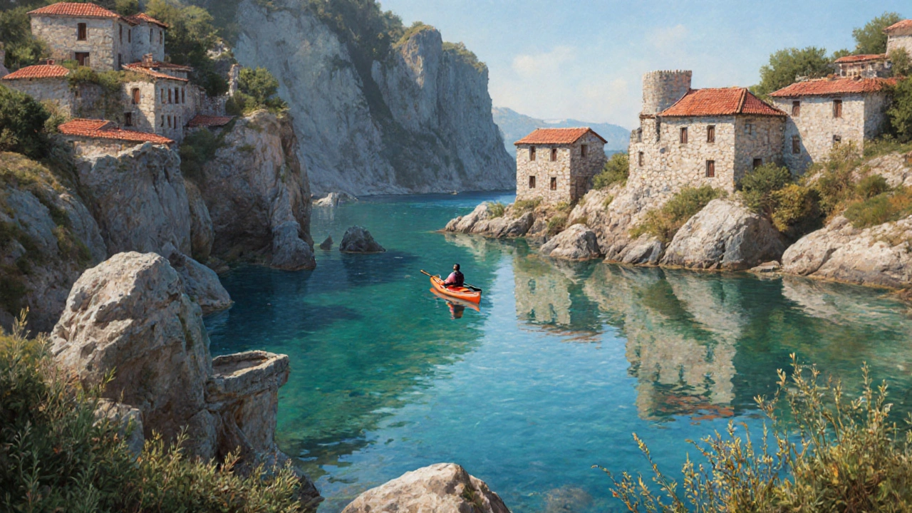 Судак: каменистый залив с древней крепостью и спокойным морем.