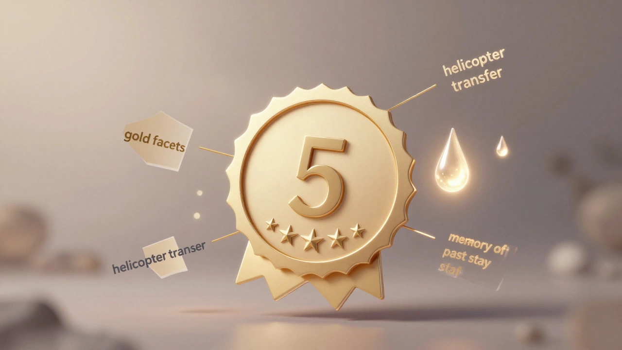 Разрушающийся пятизвёздочный значок, состоящий из элементов роскоши — символ того, что настоящая роскошь — это внимание, а не рейтинг.